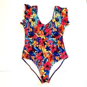 SHEIN one piece tropical print swimsuit size 1X NEW